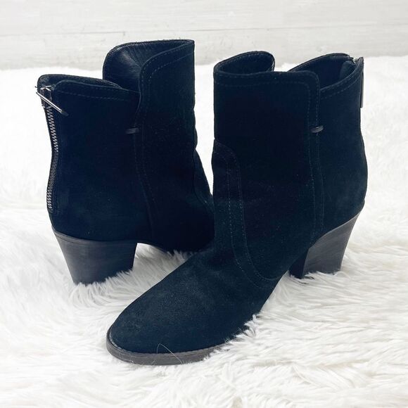Aquatalia Farrah Stacked Heel Suede Booties